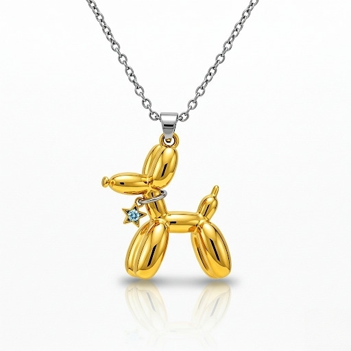 Personalized 3D Cute Women Stainless Steel Balloon Dog Pendant Necklace